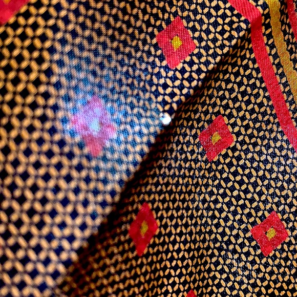 Chic_Classy Vintage Maroon Geometric Printed Square Scarf~By Designer Bill Blass - Picture 13 of 16